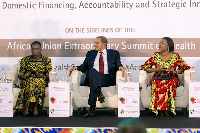 Former President Jakaya Mrisho Kikwete (middle) at the policy dialogue