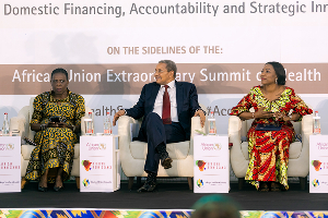 Former President Jakaya Mrisho Kikwete (middle) at the policy dialogue