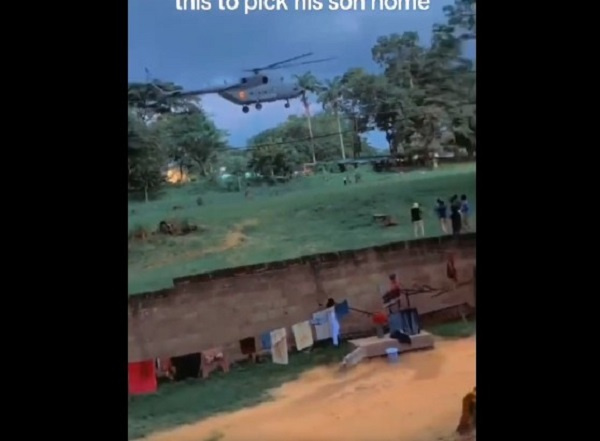 The helicopter made an emergency landing on the campus of Ofori Panin SHS