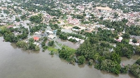 Aerial shot of flooded areas