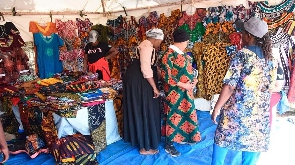 Traders selling clothes from Tanzania during a sports event in Eldoret, Kenya
