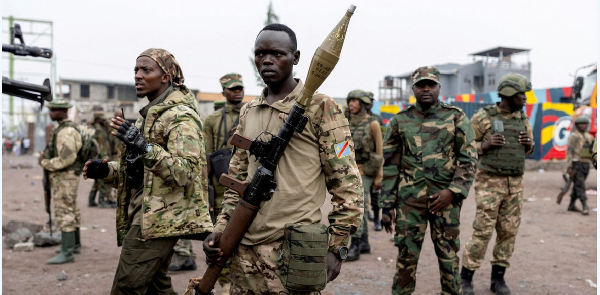Members of the M23 rebel group in Goma, North Kivu province, on January 30, 2025