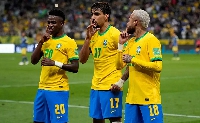 L-R Vinicius, Lucas Paqueta, Neymar