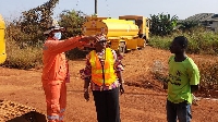 Bono Regional Minister, Justina Owusu Banahene during the inspection