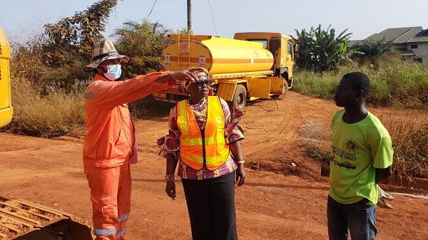 Bono Regional Minister, Justina Owusu Banahene during the inspection