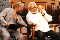 John Dramani Mahama and the late Jerry John Rawlings