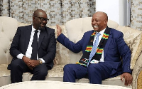 A picture of Kurt Okraku and Confederation of African Football President Patrice Motsepe