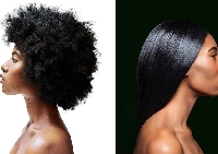 Side-by-side of natural and relaxed hair.NBC News / Getty Images