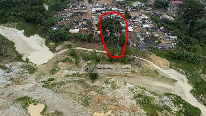 Aerial footage of galamsey going on behind Nkrumah's home, the place circle, (credit - GTV Ghana)