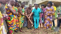 The cutting of sod to commence the building of an office complex in Oforikrom