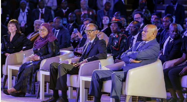President Samia Suluhu Hassan (2nd L) and her counterpart Paul Kagame