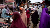 People walking in in the Hamarweyne market of Mogadishu, Somalia