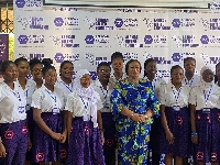 Rebecca Akufo-Addo with some of the STEM girls from ASA