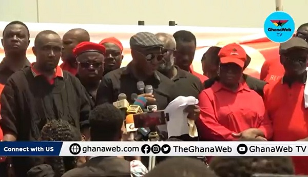 Afenyo-Markin addressing protestors at the demonstration