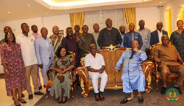 Local Government Minister, Ahmed Ibrahim in a pose with eminent members of the clergy