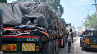 Cargo trucks from Tanzania ferrying tons of maize await offloading outside the Mombasa Maize Millers