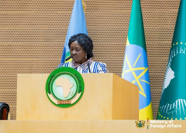 Professor Naana Jane Opoku-Agyemang addressing the African Union