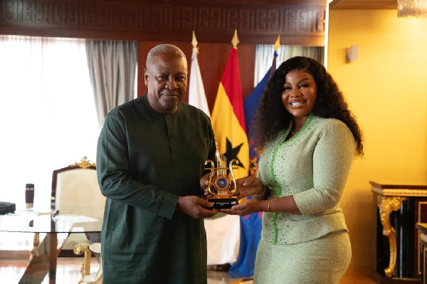 Empress Gifty and her management called on the president at the Jubilee House