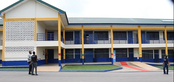 A picture of the newly built classroom for Opoku Ware Senior High School in Kumasi