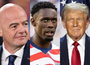 L-R: FIFA boss Gianni Infantino, footballer Florian Balogun and US President Donald Trump L-R: FIFA boss Gianni Infantino, footballer Florian Balogun and US President Donald Trump