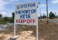 Signage at the proposed site of the Keta Port