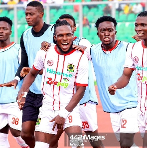 Asante Kotoko players in jubilant mood