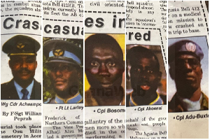 Wg Cdr Acheampong (Far L) was the main pilot of that fatal crash of March 16, 2002