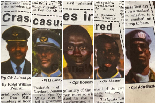 Wg Cdr Acheampong (Far L) was the main pilot of that fatal crash of March 16, 2002