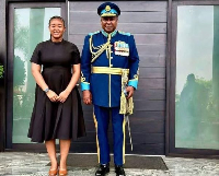 Mariam Aziz standing together with President Mahama