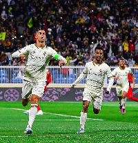 Cristiano Ronaldo celebrating with colleague