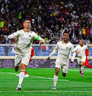 Cristiano Ronaldo celebrating with colleague