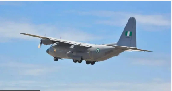 A photo of a Nigerian military aircraft
