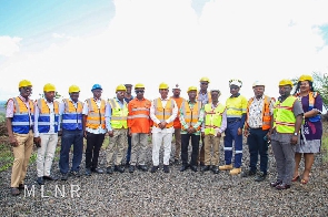 George Mireku Duker in a group photo with management of GMC and staff of the ministry