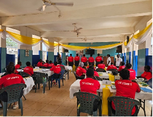 Female inmates during a coaching course at the Nsawam prison