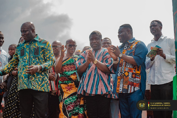 Dr Tanko (2nd from R) with James Gunu (in smock) and Eric Opoku (L) at the event