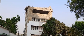 The building showing the damaged parts
