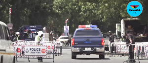 Police barricades mounted