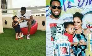 D'banj with his wife, Lineo Kilgrow and late son, Daniel Oyebanjo jnr