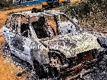 This vehicle was set on fire amidst the tension