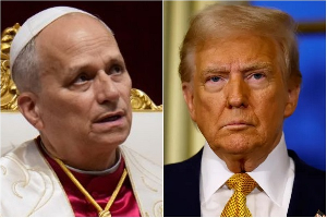 Pope Leo XIV (L) says he won’t debate President Donald Trump on Iran war
