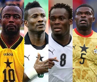 L-R: Abedi Pele, Asamoah Gyan, Michael Essien and Thomas Partey