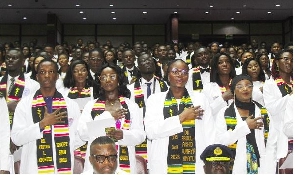 The newly qualified medical and dental practitioners at the ceremony