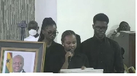 Children of the late defence minister, Dr Edward Omane Boamah paying a tribute to their father