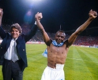 Ex-Marseille president Bernard Tapie and Abedi Pele