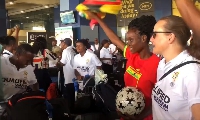 The Black Queens team when they arrived in Ghana