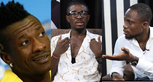 A photo collage of Asaamoah Gyan, Frank Naro and Sammy Kay