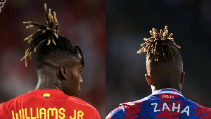 Nico Williams (L) and Wilfried Zaha (R), sporting similar hairstyles