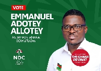 Emmanuel Adotey Allotey is the NDC parliamentary candidate for Anyaa Sowutuom