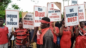Demonstrators laments over the deplorable Shai Osudoku District roads