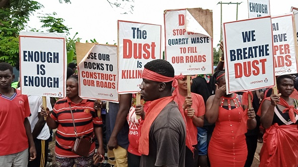 Demonstrators laments over the deplorable Shai Osudoku District roads